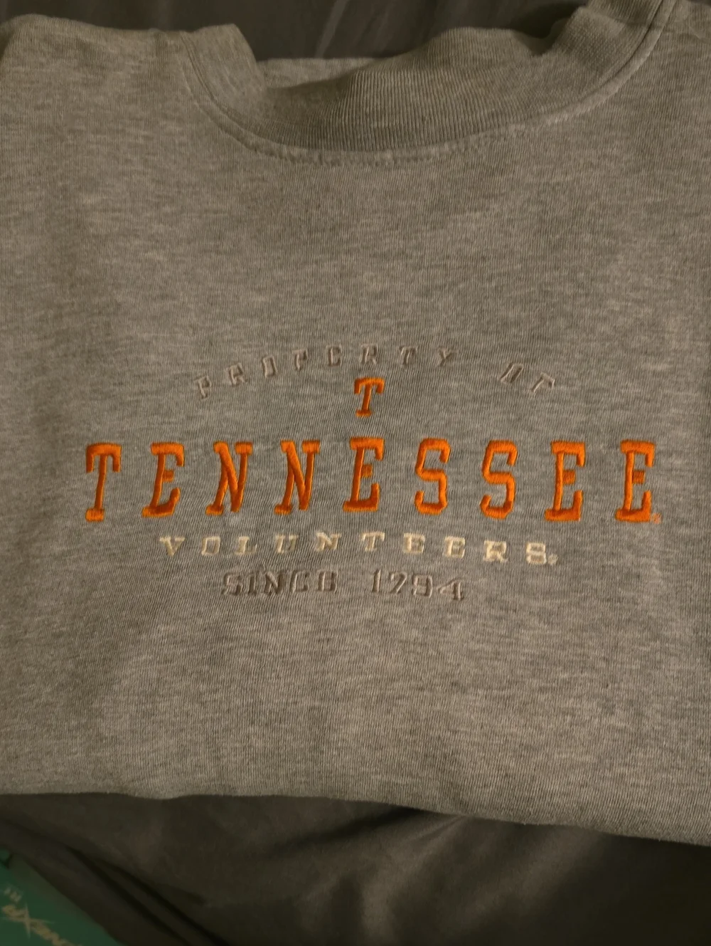 Gray Crewneck Sweatshirt with Orange Tennessee Embroidery